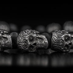 William Henry Shaman Onyx & Silver Skull Bracelet