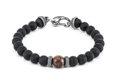 William Henry Clan Frosted Black Onyx Bead Bracelet