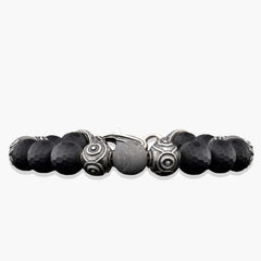 William Henry Monomyth Black Onyx and Meteorite Beaded Bracelet