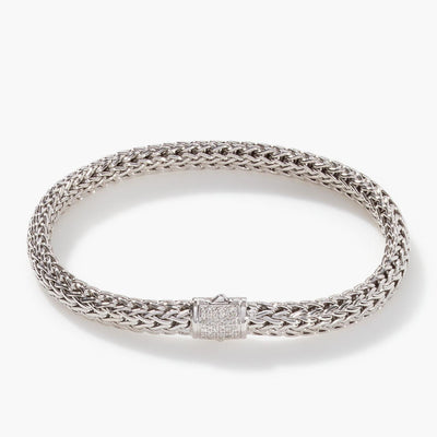 John Hardy Icon 6.50mm Silver Bracelet with Pave Diamond Clasp .17ctw - John Hardy product