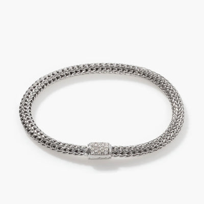 John Hardy Classic Chain 5mm Silver Bracelet with Pave Diamond Clasp .19ctw - John Hardy product