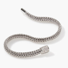 John Hardy Classic Chain 5mm Silver Bracelet with Pave Diamond Clasp .19ctw