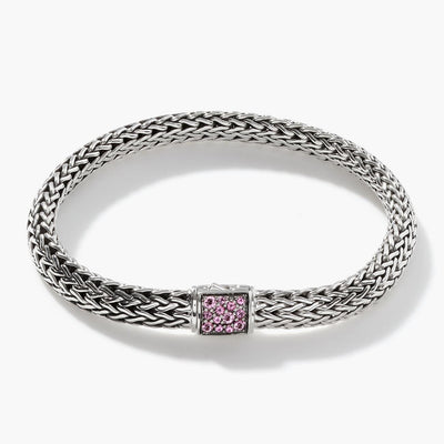 John Hardy Classic Chain Black Sapphire and Pink Tourmaline Reversible Icon Bracelet - John Hardy product