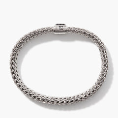 John Hardy Icon Batu 6mm Silver Bracelet with Black Sapphire Clasp