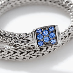 John Hardy Icon 5mm Silver Bracelet with Blue Sapphire Clasp
