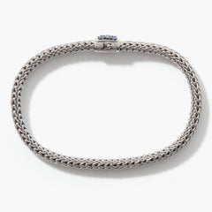 John Hardy Icon 5mm Silver Bracelet with Blue Sapphire Clasp