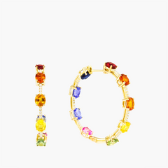 Bellarri Princessa yellow gold sapphire earrings, front view