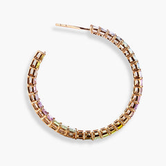 Multi-Color Sapphire 37mm Open Hoop Earrings