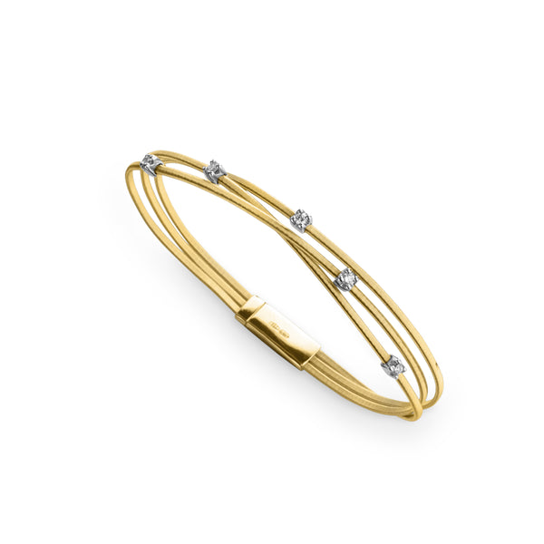 Marco Bicego Goa 18kt Yellow Gold 3 Strand Diamond Station Bracelet