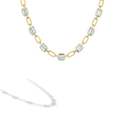 Tacori Allure Emerald Cut Blue Topaz Link Necklace