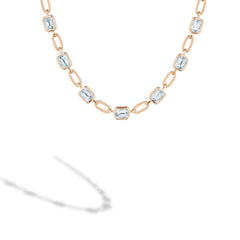 Tacori Allure Emerald Cut Blue Topaz Link Necklace