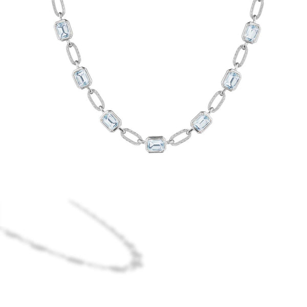 Tacori Allure Emerald Cut Blue Topaz Link Necklace