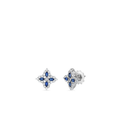 Roberto Coin Princess Flower Blue Sapphire & Diamond Stud Earrings - Roberto Coin product