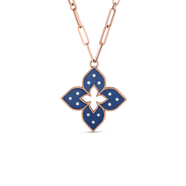 Roberto Coin Venetian Princess Collection Blue Titanium and Medium Gold Pendant with Diamonds