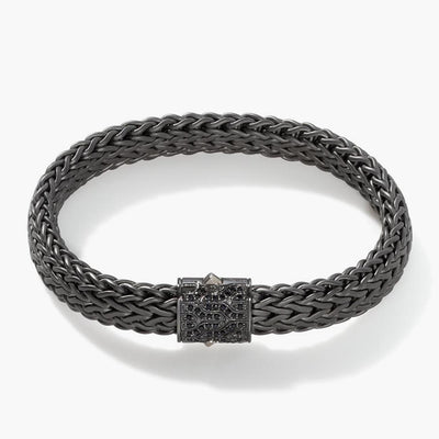 John Hardy Classic Chain Black Rhodium Silver & Black Sapphire Station Icon Bracelet - John Hardy product