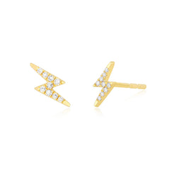 EF Collection Mini Diamond Lightning Bolt Stud Earrings