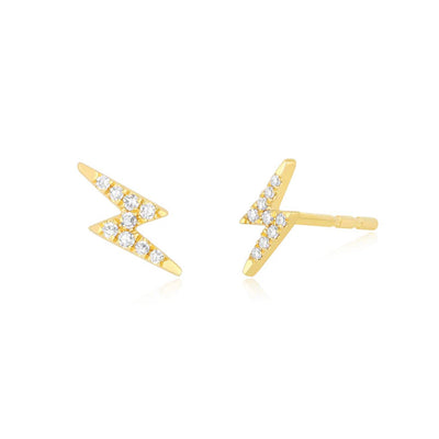 EF Collection Mini Diamond Lightning Bolt Stud Earrings - EF Collection product