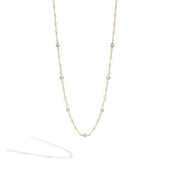Roberto Coin Yellow Gold 7 Station Bezel Set Diamond Twist Necklace .30ctw