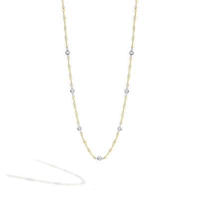 Roberto Coin Yellow Gold 7 Station Bezel Set Diamond Twist Necklace .30ctw - Roberto Coin product