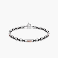 Barakà Skipper Two-Tone Link Chain Bracelet with Black Diamonds