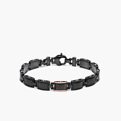 Barakà Black-One Stainless Steel Link Bracelet with 18K Rose Gold - Baraka product