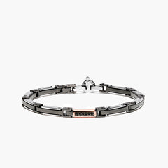 Barakà Explore Two-Tone Black Link Bracelet with Black Diamonds
