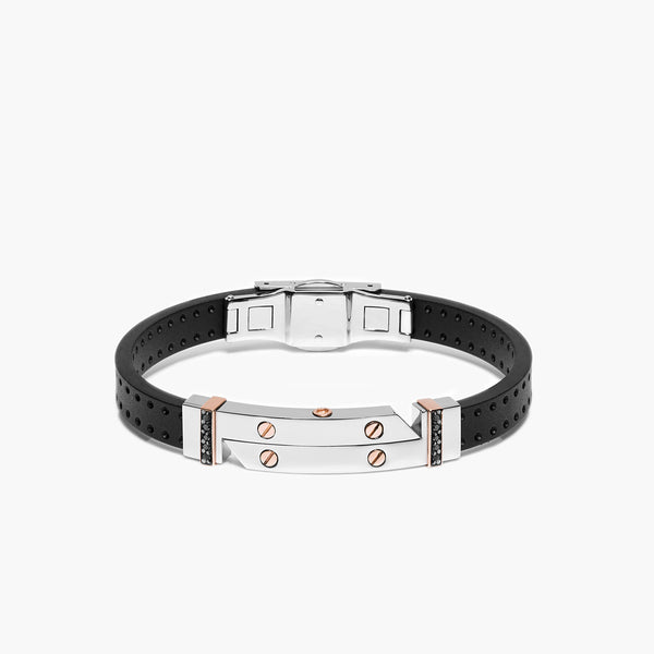 Vortex Two Tone Black Diamond Rubber Bracelet | BR263061RODN200015