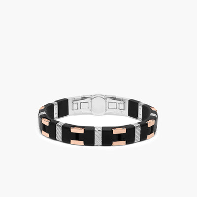 Barakà Carbon Fiber Men's Bracelet with Sterling Silver and 18K Rose Gold - Baraka product