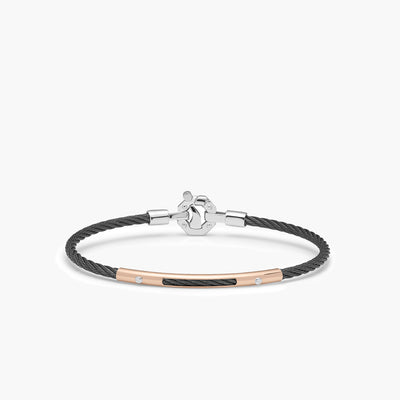 Barakà 316L Stainless Steel Diamond Black Bracelet with 18K Rose Gold - Baraka product