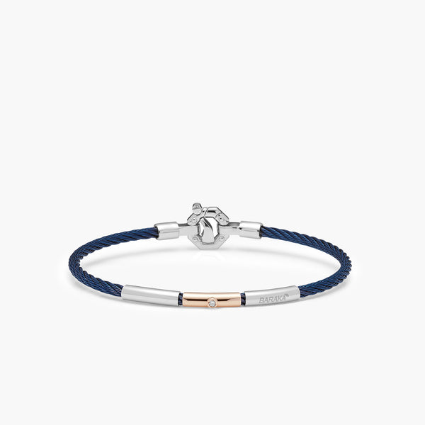 Barakà 316L Stainless Steel Diamond Blue Bracelet with 18K Rose Gold
