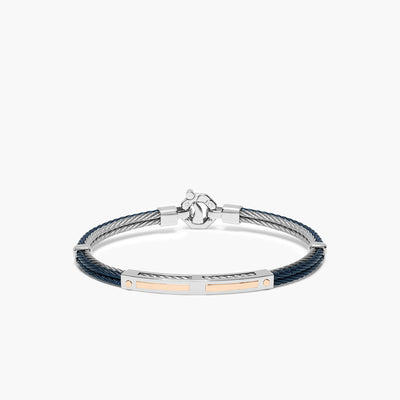 Barakà 316L Four-Wire Blue Bracelet with Sterling Silver and 18K Rose Gold - Baraka product