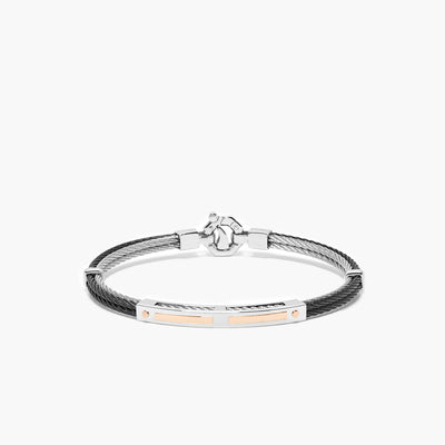 Barakà 316L Four-Wire Black Bracelet with Sterling Silver and 18K Rose Gold - Baraka product