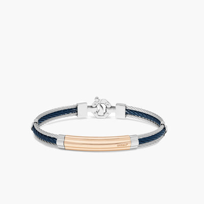 Barakà 316L Three Row Blue Bracelet with 18K Rose Gold - Baraka product