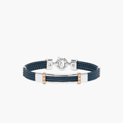 Barakà 316L Two-Tone Diamond Four Row Blue Bracelet
