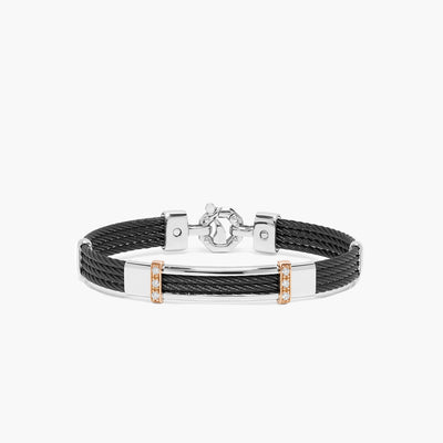 Barakà 316L Two Tone  Four Row Black Bracelet with Diamonds - Baraka product