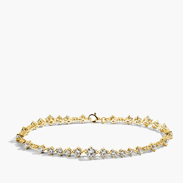 3 Carat Scattered Diamond Tennis Bracelet in 18K Yellow Gold
