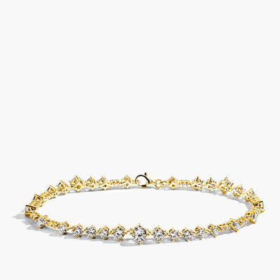 3 Carat Scattered Diamond Tennis Bracelet in 18K Yellow Gold - Private Label product