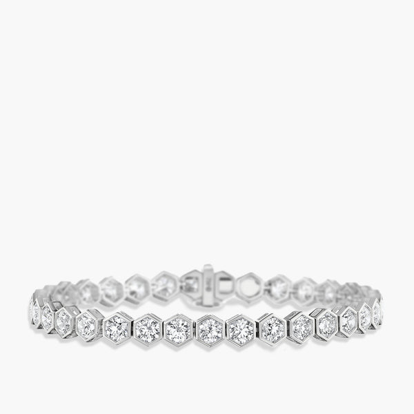 7.74 Carat Hexagon Bezel Diamond Tennis Bracelet