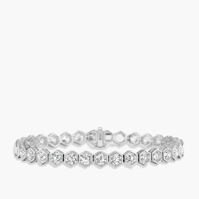 7.74 Carat Hexagon Bezel Diamond Tennis Bracelet - Private Label product