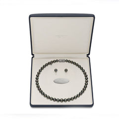 Mikimoto Ginza Black South Sea Pearl White Gold Necklace & Earring Box Set
