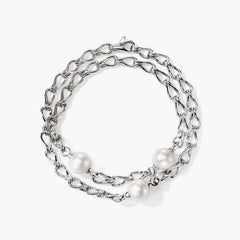 John Hardy Surf Silver Double Wrap Pearl Bracelet