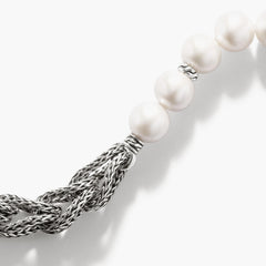 John Hardy Silver and Pearls Chain Link Bracelet