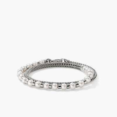 John Hardy Essentials 5mm Pearl Double Wrap Bracelet in Silver - John Hardy product