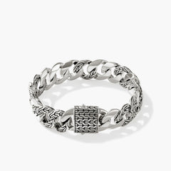 John Hardy 14mm Silver Curb Link Station Bracelet
