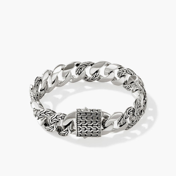 John Hardy 14mm Silver Curb Link Station Bracelet