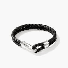 John Hardy 5mm Black Leather Double Row Bracelet with Hook Clasp