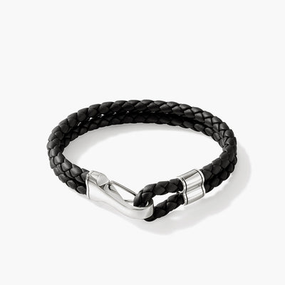 John Hardy 5mm Black Leather Double Row Bracelet with Hook Clasp - John Hardy product