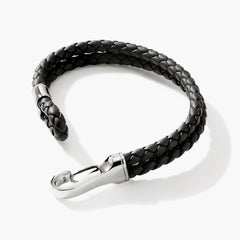 John Hardy 5mm Black Leather Double Row Bracelet with Hook Clasp