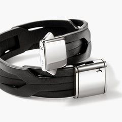 John Hardy Icon 50 Black Leather Bracelet
