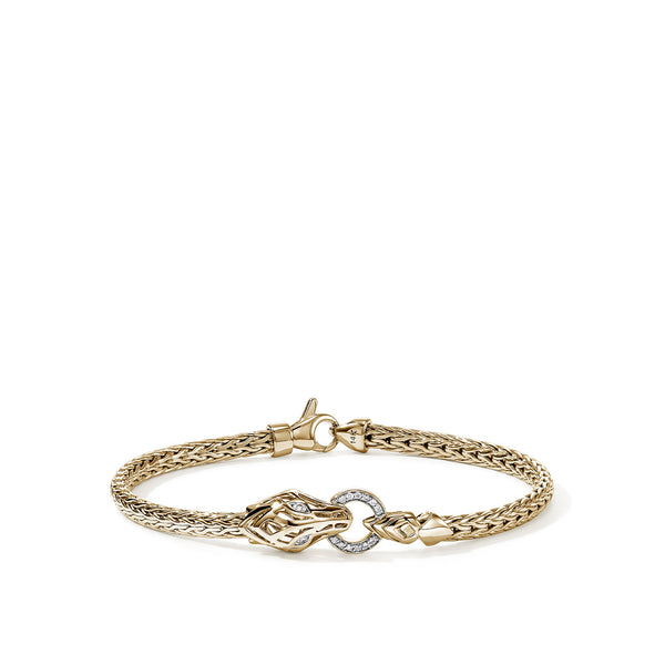 John Hardy Naga Diamond Pave Gold Bracelet - 3.5mm